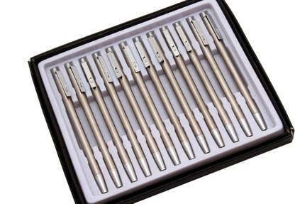 Ledos set of 12 - super mini size metal body ballpoint pen unique clip press mechanism Pen Gift Set