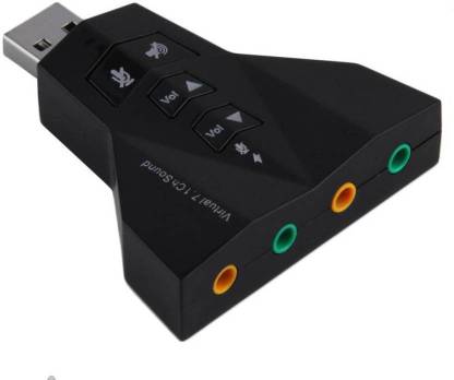 Teratech External Virtual 7.1 Channel Audio & Mic for PC Laptop And Desktop 3D Sound Card USB Adapter
