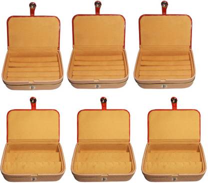 Little one Combo of 6 velvet Vanity case Ring and Earring storage travelling Folder Box Vanity Box