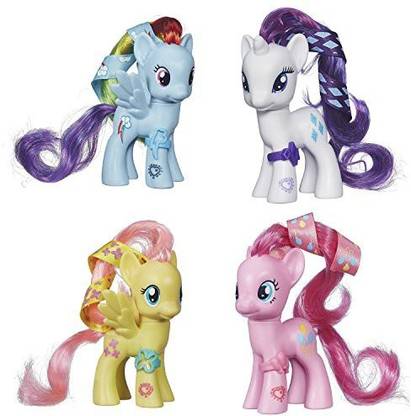 MY LITTLE PONY Cutie Mark Magic Rainbow Dash Rarity Pinkie Pie Fluttershy Set of 4 Pony Figures