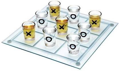 Smartcraft Drinking Tic Tac Toe with 9 Shot Glasses, X and 0 , Drinking Games Party & Fun Board Game