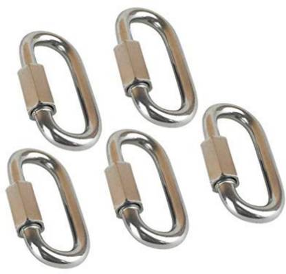 DIY Crafts Stainless Steel D Shape Locking Carabiner (Pack of 5 Pcs) Locking Carabiner