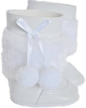 DollsHobbiesNMore White Pom Pom Boots for 18 Inch Dolls