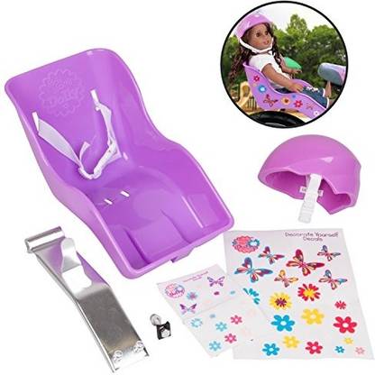 Ride Along Dolly The Original Doll Bicycle Seat and Helmet Pack Bike Attachment Accessory for American Girl and All 1822 Dolls and Stuffed Animals Decorate Yourself Decals Included