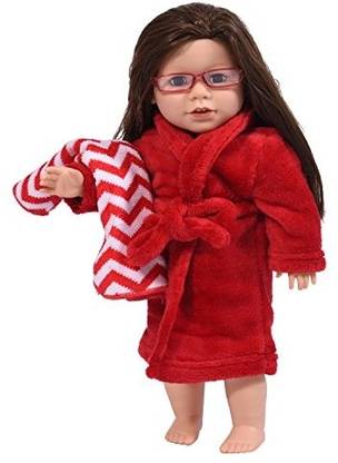 दी न्यू यॉर्क डोल कलेक्शन 18 Inch Doll Robe in White with Towel Fits American Girl Dolls Doll Bathrobe