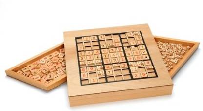 We Games Deluxe Wooden Sudoku Puzzle with Wooden Number and Thinking Tiles Party & Fun Board Game