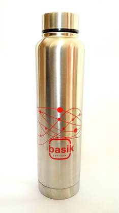 BASIK STAINLESS STEEL WATER BOTTLE WITH RED FOIL COLOR DESIGN 1000 ml Bottle