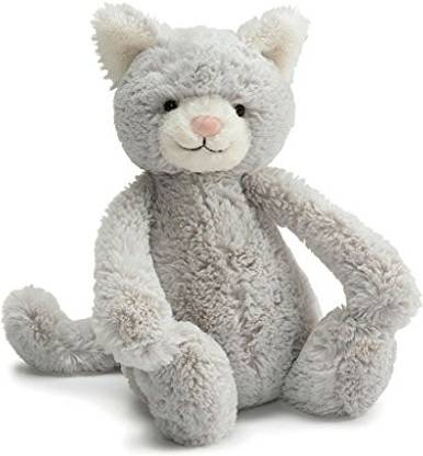 Jellycat Bashful Grey Kitty Stuffed Animal Medium 12 inches  - 8 cm