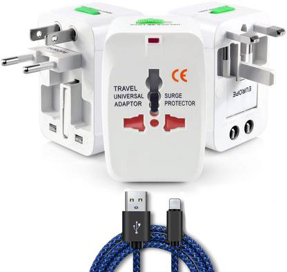 Trajectory Universal Travel Adapter and Iphone USB Cable Worldwide Adaptor
