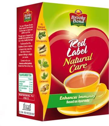 Red Label Brooke Bond Natural Care Tea Tulsi, Cardamom, Ginger Tea Bags Box