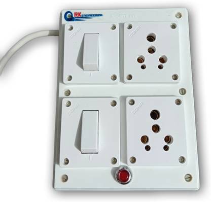 RK ENGINEERING INDIA Extension cords 2 Sockets in individual switch suitable for computer table pc induction geyser washing machine refrigerator stove cooker 6Amp 10amp 15amp 16amp 4 - 6 meters long wire 2000w 16 A Five Pin Socket