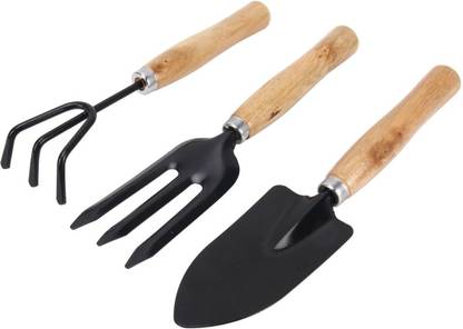 AGROBOTICS 3 IN 1 WOODEN HANDLE METAL HEAD MINI GARDEN Garden Tool Kit