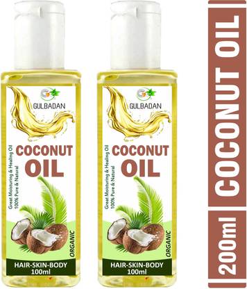 GULBADAN 100% Pure Virgin Coconut Oil For Skin, Hair, Massage & Aromatherapy (Pack of 2) Hair Oil