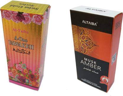 Altaiba A One Fawakeh 8ml and Musk Amber 6ml Combo Pack Attar Alcohol Free Pack of 2 Floral Attar