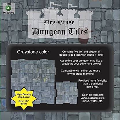 Role 4 Initiative Dry Erase Dungeon Tiles Graystone Pack of 5 10 and 16 5 Tiles Party & Fun Board Game