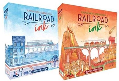 CoolMiniOrNot Railroad Ink Red and Blue Game Set Party & Fun Board Game