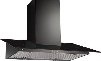 Glen Designer Push Button Ductless Chimney 6077 Black 90cm 1250 m3/h Wall Mounted Black 1250 CMH Chimney