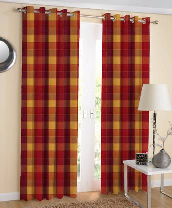 AIRWILL 153 cm (5 ft) Window Cotton Room Darkening Curtain (Pack Of 2)
