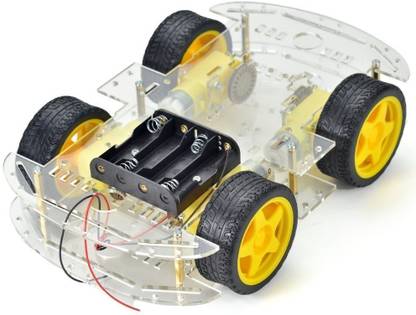 gyzmofreakz 4WD Double-Deck Smart Robot Car Chassis Kits with Speed Encoder | 4 Wheel 2 Layer Robot Smart car Chassis Kits with Speed Encoder for arduino DIY- Multi Color Power Supply Electronic Hobby Kit