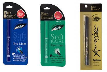 BLUE HEAVEN Combo of Soft Kajal (Blue) & Soft Kajal (Green) & xpression pack of 3 0.93 g