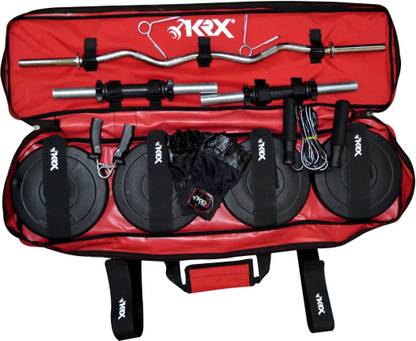 KRX 12 kg Portable COMBO 3 for Home, Office and Travel with PVC Weight Plates Home Gym Combo