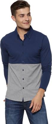 CAMPUS SUTRA Men Color Block Casual Blue Shirt