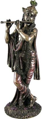 Sri Krishna Culture New Big Standing Flute Krishna (Slim)-Hindu God and Goddess Idol/Statue/Murti/Figurine-1.5 s-Polyster Resin-Multicolour Decorative Showpiece  -  10.5 cm
