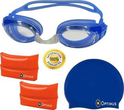 ऑप्टिमस Swimming Cap Goggle Arm-Bands Ear-Plugs Nose-Pin स्विमिंग किट