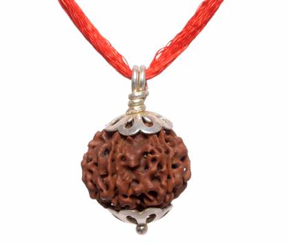Parashara ARKAM Silver Capped Six Mukhi Rudraksha / Original Nepali 6 Mukhi Rudraksha with Silver Pendant and detailed Puja and wearing instructions Wood Pendant