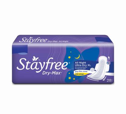 STAYFREE Dry-Max All Nights| All round protection through the night| 2x better coverage Sanitary Pad