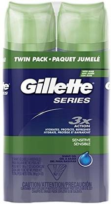 Gillette Series 3X Action Shave Gel Sensitive Twin Pack 7 Ounce Each