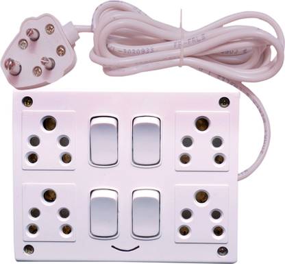 RUHAILA 4 SOCKET 6 AMP WITH 4 BUTTON WITH 4 METER HEAVY WIRE 4  Socket Extension Boards