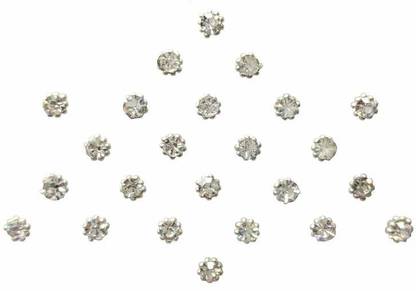 BEAUTY GOLD Diamond Collection Small Stone Silver Bindi Forehead Silver Bindis