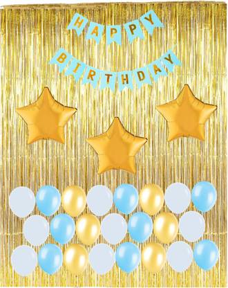 Bash N Splash Blue, White & Gold Happy Birthday Party Decoration Pack