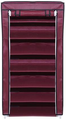 RMA HANDICRAFTS SHOE RACK WITH COVER 7 LAYER MAROON Cast Iron Shoe Rack