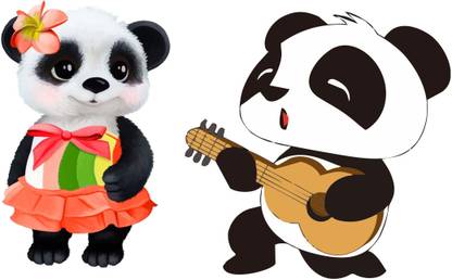 Sticker Hub 82 cm Cute Panda Couple Wall Sticker (51 cm x 82 cm) Self Adhesive Sticker