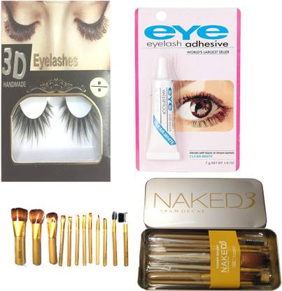 BELLA HARARO Naked3 Makeup Brushes Kit with Storage Box (Gold) Set of 12 with Flash