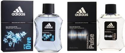 ADIDAS Ice Dive and Dynamic Pulse Perfume 100ml Each (Pack of 2) Eau de Toilette  -  200 ml