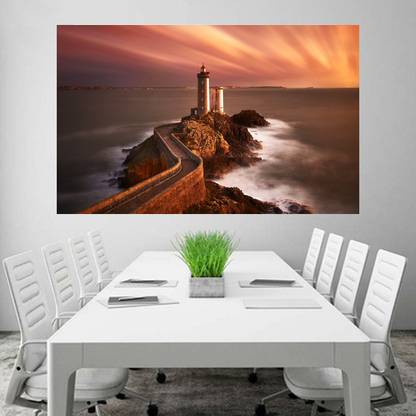 Lighthouse Sunset Wallpaper Poster No Framed Large Painting On Canvas 3D Poster