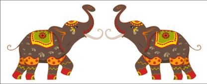 Divine studio 36 cm Rajasthani Elephant Wall Stickers ( 36Cm X 92Cm ) Self Adhesive Sticker
