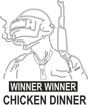 DECOR KAFE 64 cm Winner Winner Chicken Dinner PUBG Wall Sticker (64 cm x 53 cm) Self Adhesive Sticker