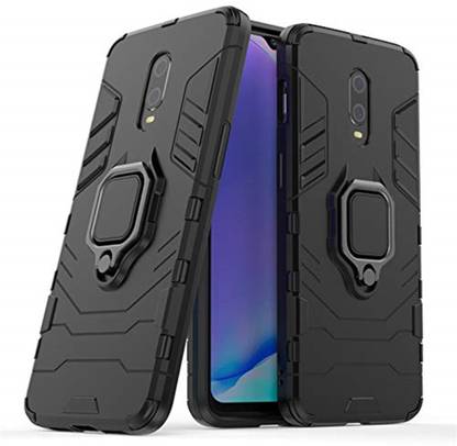 TARKAN Back Cover for Ring Holder Heavy Duty Armor Back Case Cover with Stand for OnePlus 7 (Black)