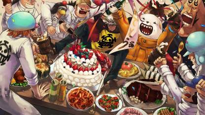Athah Anime One Piece Trafalgar Law Bepo Jean Bart Penguin Shachi 13*19 inches Wall Poster Matte Finish Paper Print