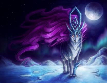 Athah Anime Pokémon Suicune Legendary Pokémon Fantasy Wolf Moon 13*19 inches Wall Poster Matte Finish Paper Print