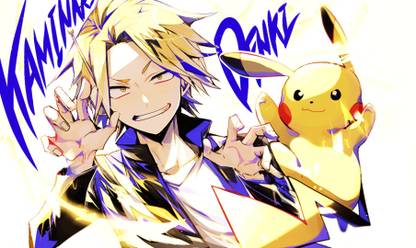 Athah Anime Crossover Denki Kaminari Pikachu Boku no Hero Academia My Hero Academia Pokémon 13*19 inches Wall Poster Matte Finish Paper Print
