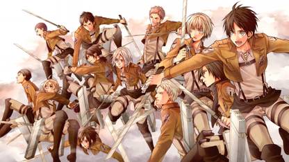Athah Anime Attack On Titan Attack on Titan 104Th Trainees Squad Reiner Braun Annie Leonhart Mikasa Ackerman Shingeki No Kyojin Bertolt Hoover Eren Yeager Jean Kirstein Armin Arlert Historia Reiss Sasha Blouse Connie Springer Marco Bott 13*19 inches Wall Poster Matte Finish Paper Print