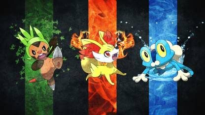 Athah Anime Pokémon Chespin Fennekin Froakie Starter Pokemon 13*19 inches Wall Poster Matte Finish Paper Print