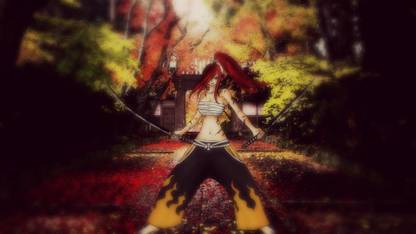 Athah Anime Fairy Tail Erza Scarlet Long Hair Katana Red Hair 13*19 inches Wall Poster Matte Finish Paper Print