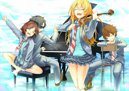 Athah Anime Your Lie in April Ryota Watari Tsubaki Sawabe Kaori Miyazono Kousei Arima 13*19 inches Wall Poster Matte Finish Paper Print