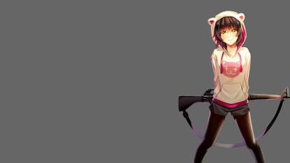 Athah Anime Original Girl Gun M16 Rifle Shorts Pantyhose Short Hair Hoodie Sweater Rifle 13*19 inches Wall Poster Matte Finish Paper Print
